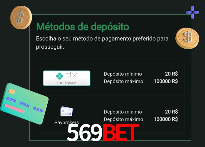 O cassino 569BET oferece uma grande variedade de métodos de pagamento